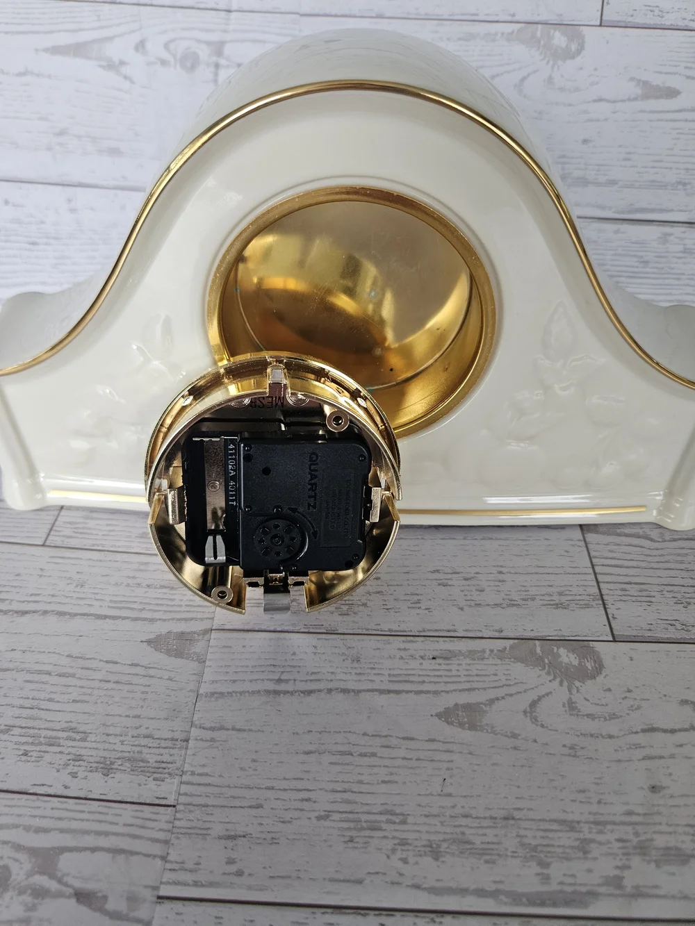 Lenox Ivory Ceramic Mantel Clock with Gold Trim